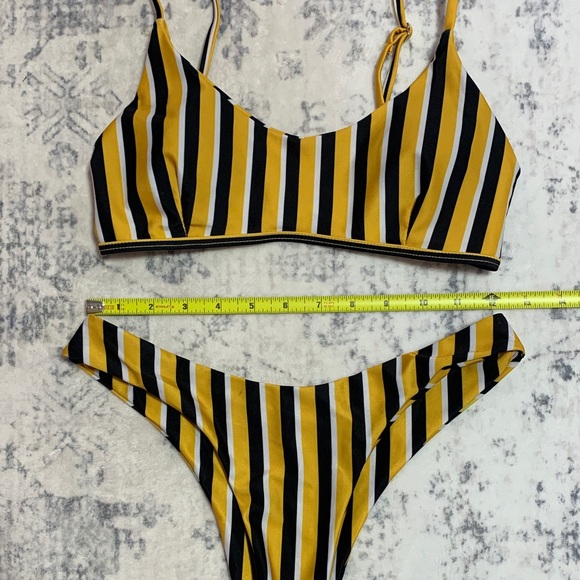 Striped Yellow and Black Bikini Set - Picture 2 of 9